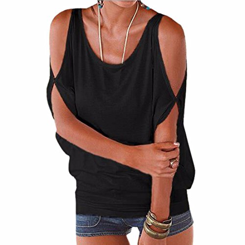 iMixCity Verano Camisas De Hombro Frío Blusas Tops del Batwing Camisetas sin Mangas Camiseta Casual Camiseta para Mujer (M, Negro)