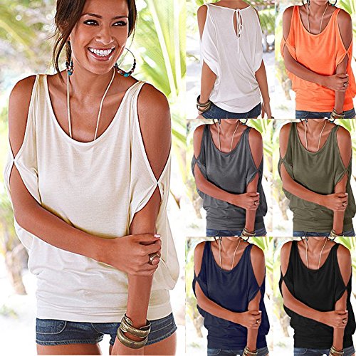 iMixCity Verano Camisas De Hombro Frío Blusas Tops del Batwing Camisetas sin Mangas Camiseta Casual Camiseta para Mujer (S, Gris)