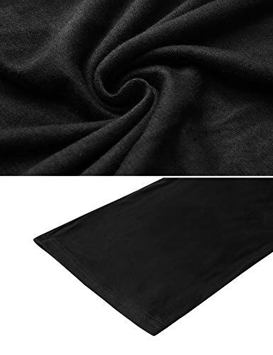 Irevial Pantalones de Yoga para Mujer Modal,100% Algodon,Alta Cintura Elásticos pantalón de Campana con cordón, Casuales Chandal Deportivo para Pilates Jogger Fitness，Negro