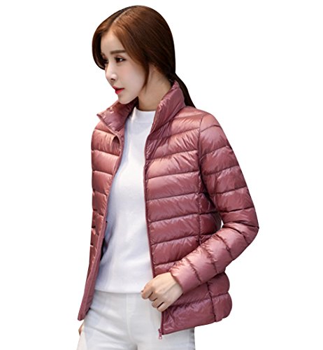 ISSHE Abrigo Plumas Mujer Abrigos Acolchado Plumiferos Ligeros Chaquetas Chaquetones Plumon Anorak Plumifero Corto Cazadoras Chaqueta Acolchada Mujer Plumas Ultralight Invierno Señora Rosa Oscuro 2XL