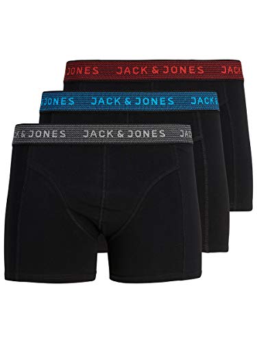 JACK & JONES JACWAISTBAND TRUNKS 3 PACK NOOS Bóxer, Gris (Asphalt Detail:hawaian Ocean & Fiery Red), XX-Large (Pack de 3) para Hombre