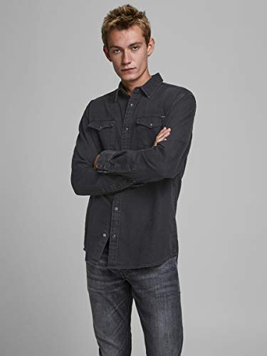 Jack & Jones Jjesheridan Shirt L/s Camisa Vaquera, Negro (Black Denim Fit:Slim), XX-Large para Hombre