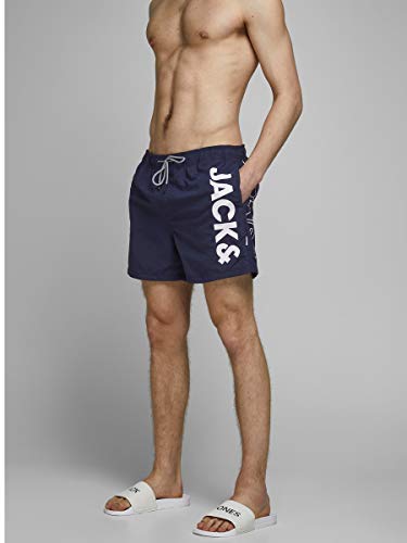 Jack & Jones Jjiaruba Jjswimshorts AKM Jones STS Bañador para Hombre, Azul Marino, S