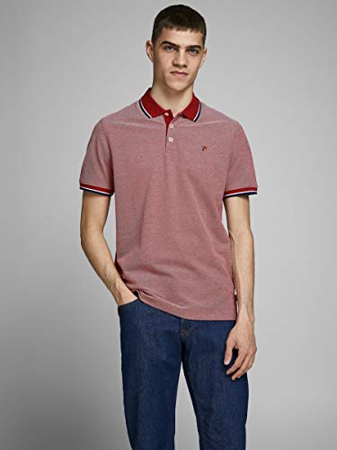 Jack & Jones JPRBLUWIN Polo SS STS Camiseta, Rojo, L para Hombre