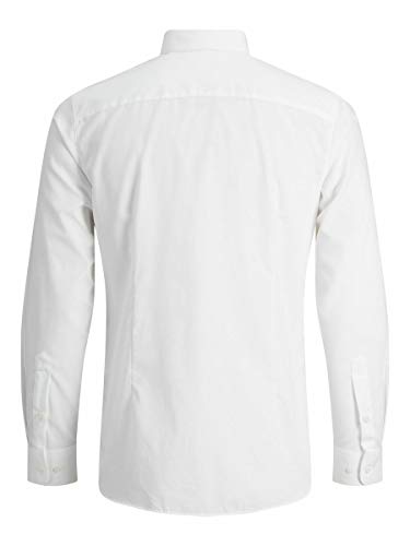 Jack & Jones Jprnon Iron Shirt L/s Noos Camisa, Blanco (White Fit:Slim Fit), Large para Hombre