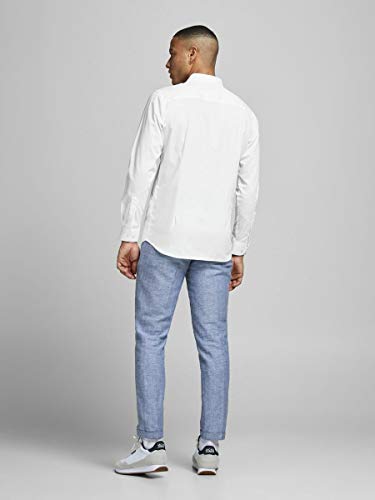 Jack & Jones Jprnon Iron Shirt L/s Noos Camisa, Blanco (White Fit:Slim Fit), Large para Hombre