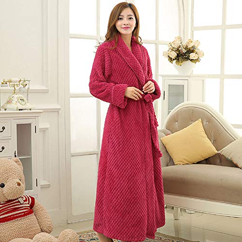 JIN Bata de Mujer esponjosa Albornoz Largo de Felpa de Felpa Señoras Hombres Cuello Chal Housecoat Ropa de Dormir,H-M