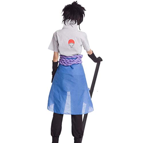 JLCYYSS 5 PCS Anime Naruto Uchiha Sasuke Cosplay Disfraz Carnaval Halloween Diario Casual Trajes Uniformes japonés tradición Kimono Traje