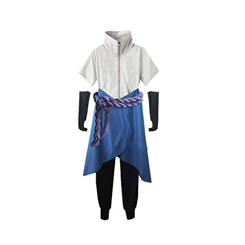 JLCYYSS 5 PCS Anime Naruto Uchiha Sasuke Cosplay Disfraz Carnaval Halloween Diario Casual Trajes Uniformes japonés tradición Kimono Traje