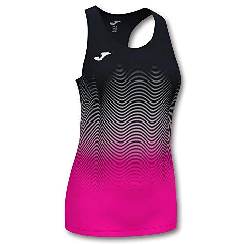 Joma Elite VII Camiseta Tirantes Running, Mujer, Negro-Rosa, XL