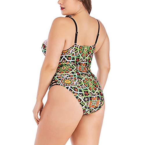 JURTEE Bañador para Mujer Talla Grande Moda Impreso Siamés Bikini Monokini Estilo Étnico Traje De Baño Sujetador Relleno Ropa De Baño