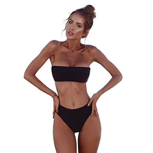 JURTEE Bikini para Mujer Tankini Moda Sexy Solid Color Bandeau Vendaje Señora Bañador Traje De Baño De Dos Piezas Verano Ropa De Playa