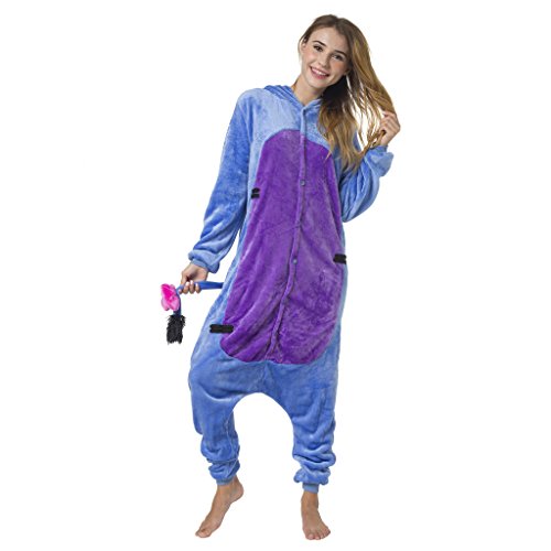 Katara-(10+ Modelos) Kigurumi Pijamas Disfraz Animal Halloween Adultos, Color burro, Talla 175-185cm (1744)