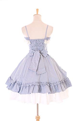 Kawaii-Story JL-663-6 - Disfraz de Lolita gótico con volantes, clásico, vestido y falda, cosplay (L-XL), color azul y blanco