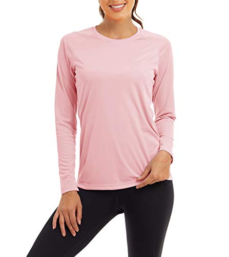 KEFITEVD Ropa de protección UV UPF 50+, camiseta de manga larga de secado rápido, transpirable, camiseta de manga larga funcional para deportes al aire libre Rosa. XXXL