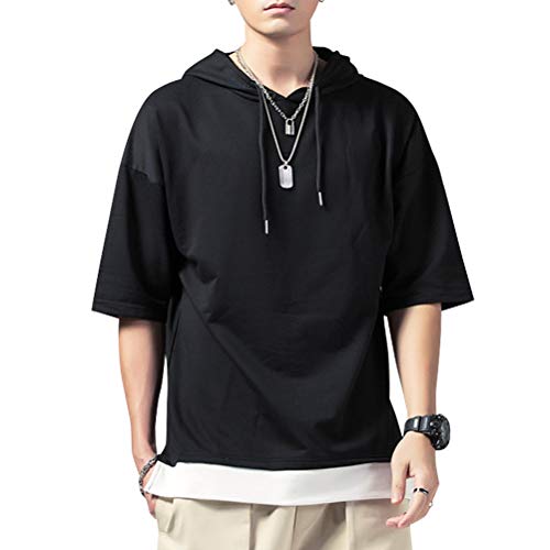 KENAIJING Camiseta Hombre, Hombre Sudadera con Capucha Hoodie Casual Camisa de Entrenamie (Negro, M (Peso 45-50 kg-Altura 160-165 cm))