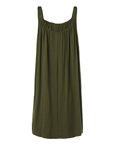 kenoce Vestido Verano Mujer Mini Vestido Sin Mangas Cuello Redondo Moda Casual Tallas Grandes Vestidos Elegantes Vestido de Playa Sexy Vestido F-Verde Militar 2XL