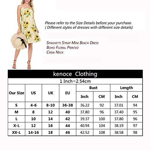 kenoce Vestido Verano Mujer Mini Vestido Sin Mangas Cuello Redondo Moda Casual Tallas Grandes Vestidos Elegantes Vestido de Playa Sexy Vestido H-Amarillo M