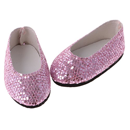 KESOTO 2 Pares de Zapatos de Lentejuelas para Muñeca Americana 14 Pulgadas Vestir Accesorio