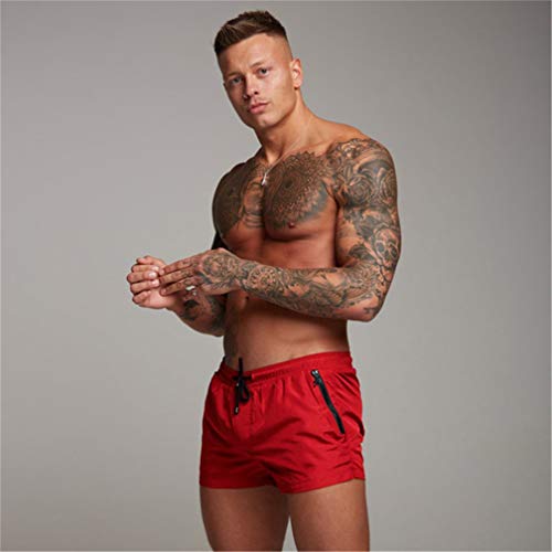 Kfnire Bañadores de natación, Pantalones Cortos de los Hombres de Secado rápido Playa Surf Corriendo Pantalones Cortos de natación Boxeadores Ligero Shorts (EU S=Tag M, Rojo #01)