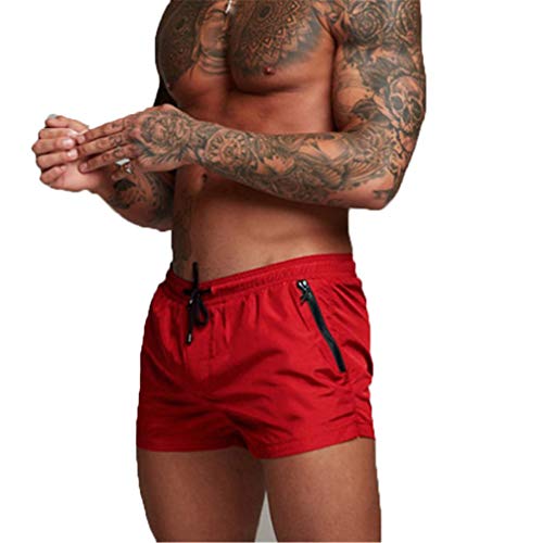 Kfnire Bañadores de natación, Pantalones Cortos de los Hombres de Secado rápido Playa Surf Corriendo Pantalones Cortos de natación Boxeadores Ligero Shorts (EU S=Tag M, Rojo #01)