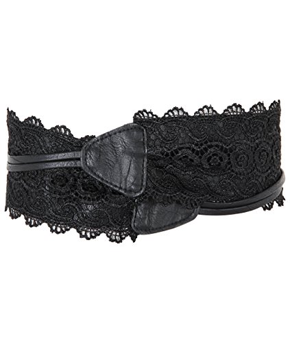 KRISP 15295-BLK-OS, Cinturón Mujer Ancho Corsé Atado Cordón, Negro (15295), talla única