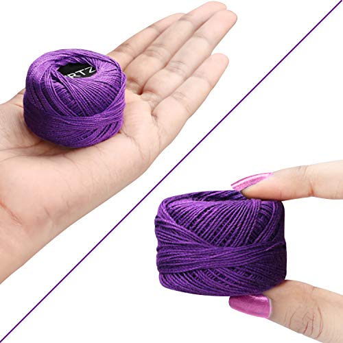 Kurtzy Hilo Crochet Colorido (42 Bolas) – 2 Agujas de Ganchillo (1 mm y 2 mm) Cada Madera de hilo de Algodón Pesa 10 g – Total de 2520 m de Hilo de Ganchillo de Colores - Kit Crochet Surtido