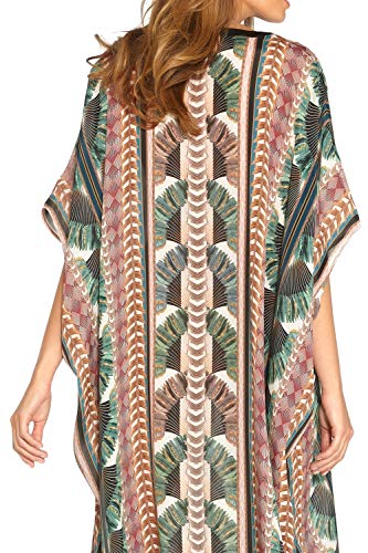 L-Peach Vestido Largo Kaftan Maxi de Playa Pareo Bikini Cover Up para Mujer