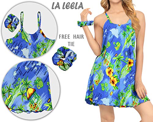 LA LEELA Vestido de Invitados de la Boda Vestido de la Playa de Mini Verano de Las Mujeres Azul Real_Z17 XL