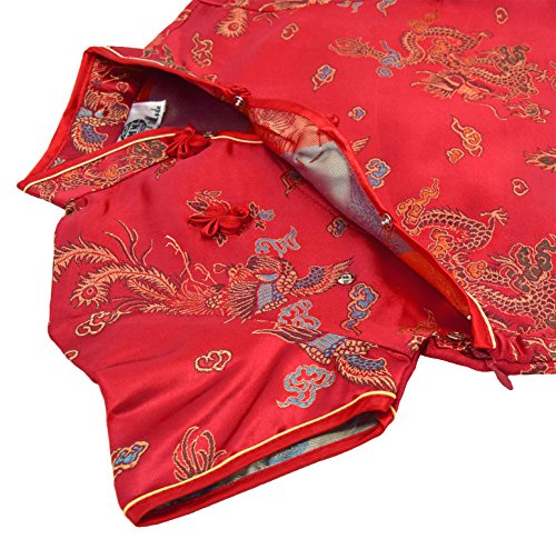 Laciteinterdite Vestido Chino para niña, Qipao tradicionale Rojo Motivo Dragones 6 años