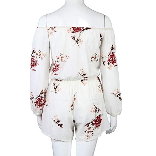 Laisla fashion Mujer Mono Hembra Mono Estampado Floral Manera Clásico De Mujer Off Los Mamelucos Ocasional Hombro Palabra De Honor con El Mameluco del Mono Perder Cortos Ropa Elegante