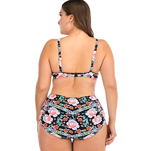 LANSKIRT Bañadores para Gorditas Mujer Bikini con Estampado Lindas Flores Traje de Baño Talla Grande Ropa Playa Acolchado Trikini Biquini Vikinis Baño Playa Bañador L-4XL