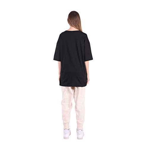 Largas Camisetas Mujer Verano Moda Blanco Negro Algodón Basicas Anchas Túnica Camisas Tops Tallas Grandes Oversize (Negro, L)