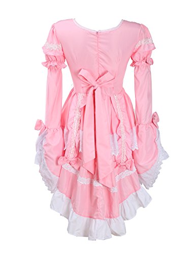 LATH.PIN Disfraz cosplay de lolita gótica para mujer, vestido de Cosplay para Mujer, disfraz de carnaval de chica del servicio rosa Rosa talla única