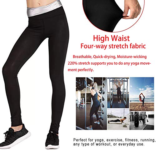 Leggins de Sudoracion Adelgazantes Mujer Fitness NANOTECNOLOGÍA, Leggins Anticeluliticos Push Up Cintura Alta, Mallas Reductoras, Pantalones Compresion Termicos Sauna, Deporte Yoga Running (L,Black)