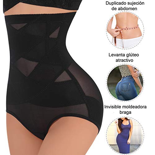 Lenceria Moldeadora Mujer Fajas Reductoras adelgazantes Mujer Body Shaper Shorts Braga Faja Postparto Shapewear Braguitas Moldeadoras para Mujer Body Moldeador Faja Pantalon (Negro, Small)