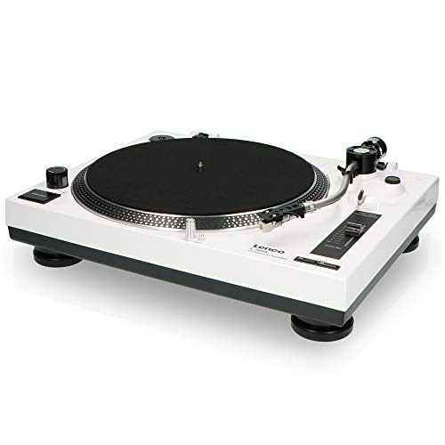 Lenco L-3808 - Tocadiscos (Tocadiscos de tracción Directa, Negro, Blanco, 33,45 RPM, Corriente alterna, 11 W, 5,36 kg)