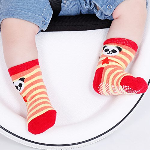 Lictin Calcetines Antideslizantes para Niños-14 Pares Calcetines de Algodón para Bebés Unisex Calcetines Antideslizantes para Niños Diseño Unico Unisex para Bebés de 2-3 Años