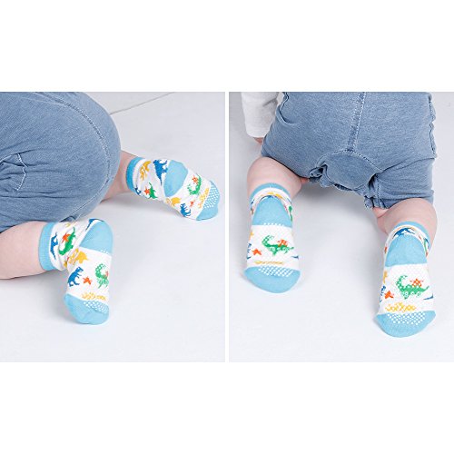 Lictin Calcetines Antideslizantes para Niños-14 Pares Calcetines de Algodón para Bebés Unisex Calcetines Antideslizantes para Niños Diseño Unico Unisex para Bebés de 2-3 Años