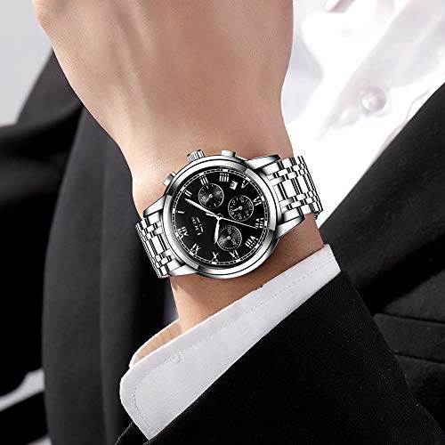 LIGE Relojes Hombres Cronógrafo Acero Inoxidable Cuarzo Analógico Reloj Vestido Negocios Deporte Impermeable Reloj de Pulsera para Hombres