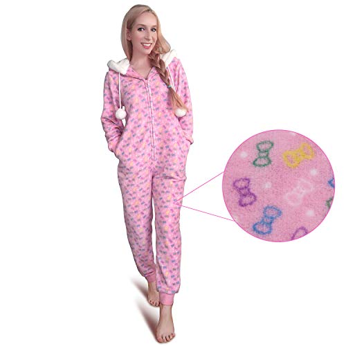 LittleForBig Pijama Super Suave Felpa Capucha Forro Sherpa Mono - Diseño Snuggle Bows L