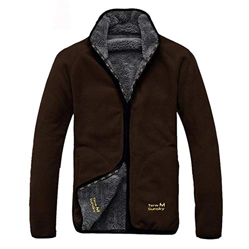 Loeay Chaquetas Casuales para Hombre Invierno cálido Polar Polar Polar a Prueba de Viento Gruesa térmica Reversible Abrigo Masculino Talla Grande Ropa de Abrigo Ropa marrón XXL