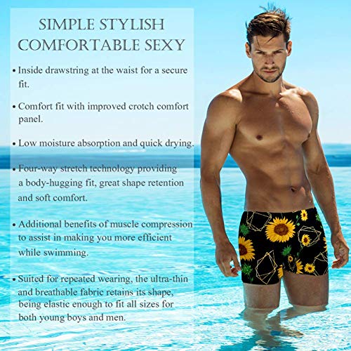 Lorvies Golden Polygonal Shapes and Sunflower - Bañador tipo bóxer para hombre de secado rápido, talla S multicolor XXX-Large