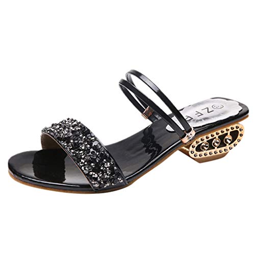 Luckycat Oferta de liquidación! Calzado Chancletas Tacones Mujer Zapatilla de Diamantes de imitación Sexy Sandalias de tacón Alto Zapatos de Fiesta de Cristal Chancletas