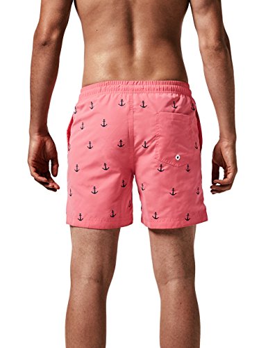 MaaMgic Bañador Hombre Shorts de Baño para Hombre Shorts de Playa Traje de Baño para Natación Secado Rápido para Vacaciones Ancla,Rosa Ancla,S