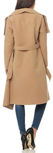 Malito Larga Abrigo con Cascada Capote Manteo Gabán Chaqueta Envolver Bolero 3040 Mujer Talla Única (Camel)