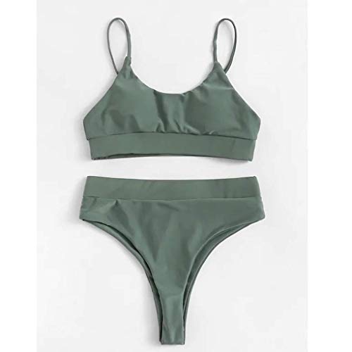 Mamasitaa Bikini Verde Militar Mujer 2019 Bañador Traje de baño Alta Cintura Acolchado