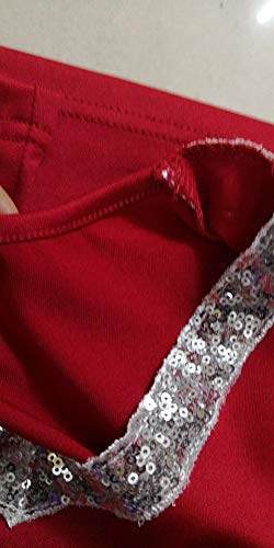 Manches Longues Hauts Épissage Mode Sequins V Cou T Shirts Vêtements de Fiesta Femmes Printemps Automne Taille Plus Essential Simple Loisirs De Base T Shirt Top ( Color : Winered , One Size : S )