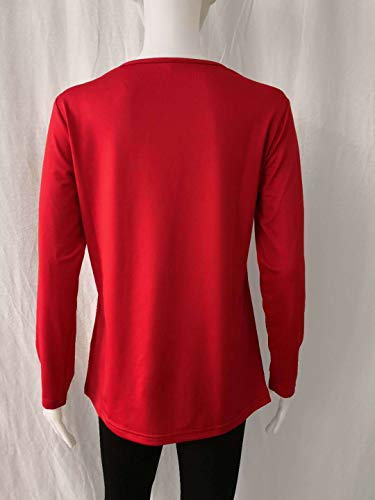 Manches Longues Hauts Épissage Mode Sequins V Cou T Shirts Vêtements de Fiesta Femmes Printemps Automne Taille Plus Essential Simple Loisirs De Base T Shirt Top ( Color : Winered , One Size : S )