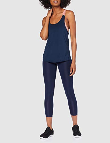 Marca Amazon - AURIQUE Camiseta Deportiva de Doble Capa Mujer, Negro (Dress Blue/Rosette), 42, Label:L